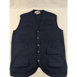 Vintage J Riggings Three Pocket Cardigan 100% Wool Button Front Vest Grandpa L